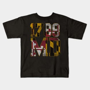 Maryland 1788 Flag Vintage Fade Kids T-Shirt